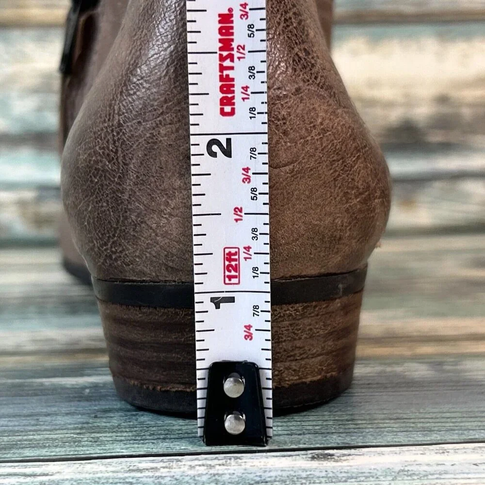 PAUL GREEN Ankle Booties Womens US 6.5 Distressed Gray Leather Low Block Heel